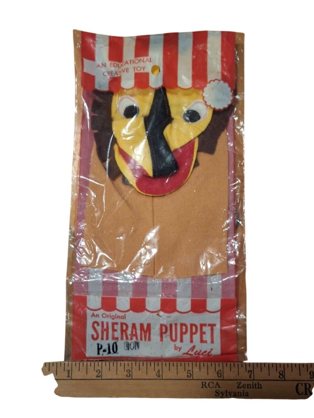 Sheram Felt Hand Puppet By Luci P10 Don Lion 9x5" Original Vintage Sealed - Picture 2 of 8